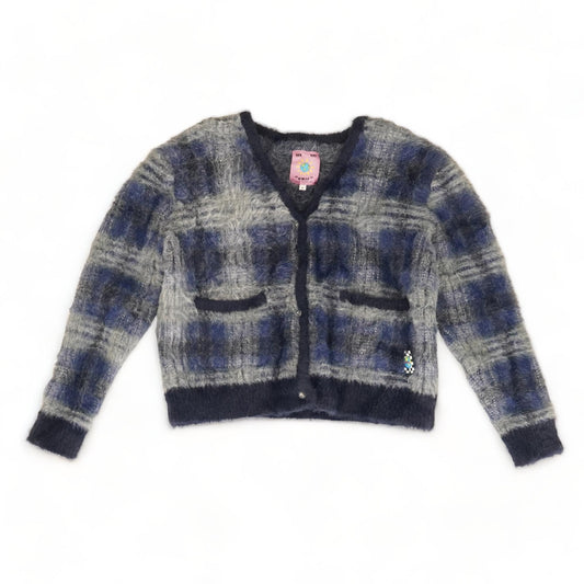 Blue Plaid Cardigan Sweater