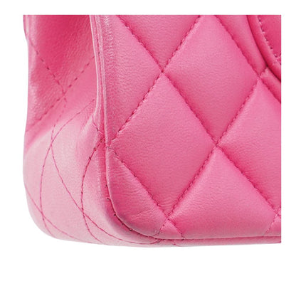 Pink Medium Classic Double Flap Quilted Shoulder Bag in Lambskin