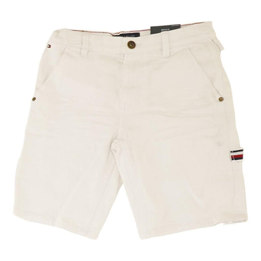 White Solid Denim Shorts