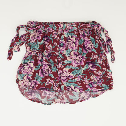 Maroon Floral Mini Skirt
