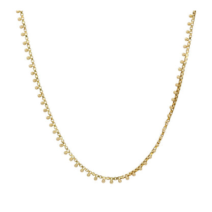 22K Gold Box And Bead Chain Necklace