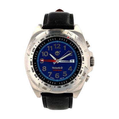 Men's Compass Blue Dial Stainless Steel Watch