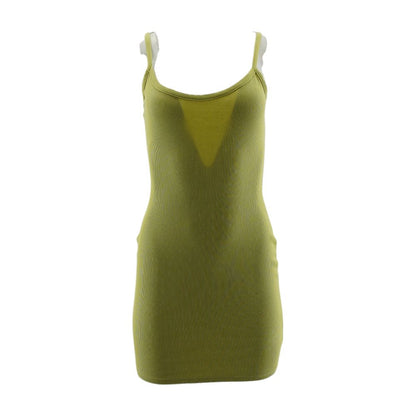 Green Solid Midi Dress