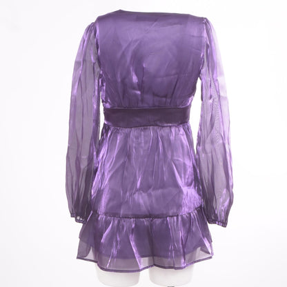Purple Solid Mini Dress