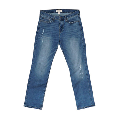 Blue Mid Rise Straight Leg Jeans