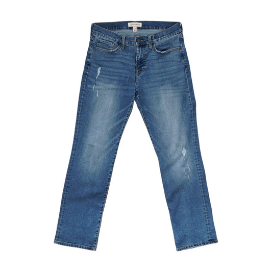 Blue Mid Rise Straight Leg Jeans