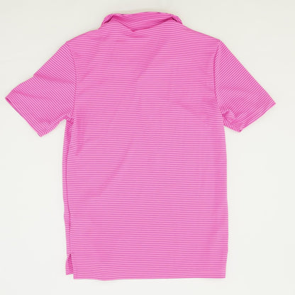 Neon Pink Striped Short Sleeve Polo