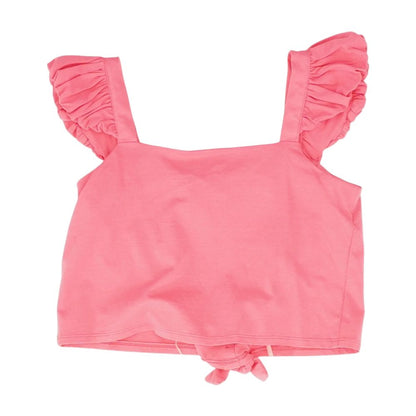 Pink Solid Short Sleeve Blouse