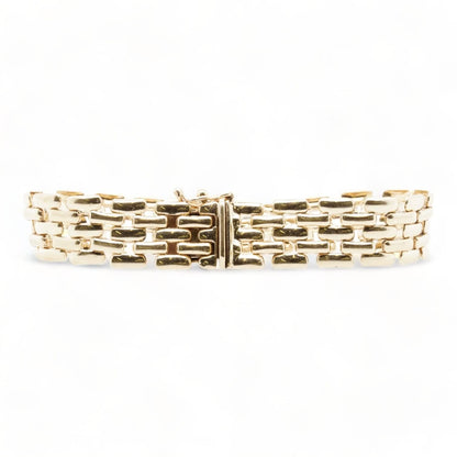 14K Gold Brick Link Bracelet