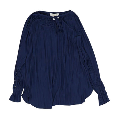 Navy Solid Long Sleeve Blouse