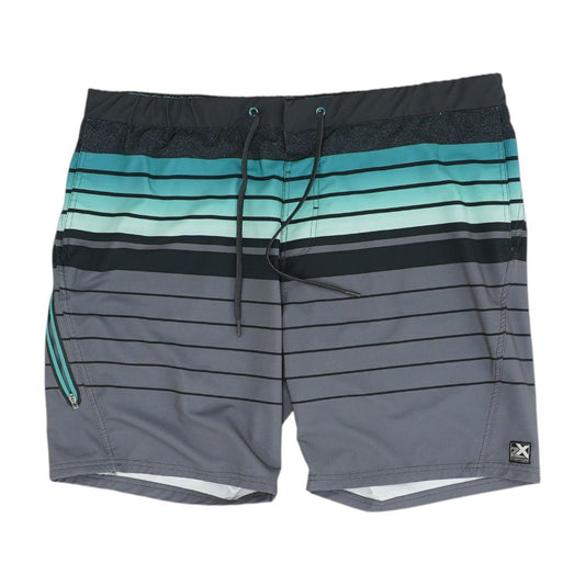 Gray Striped Swim Shorts