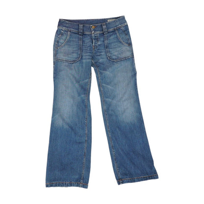 Blue Solid Mid Rise Jeans