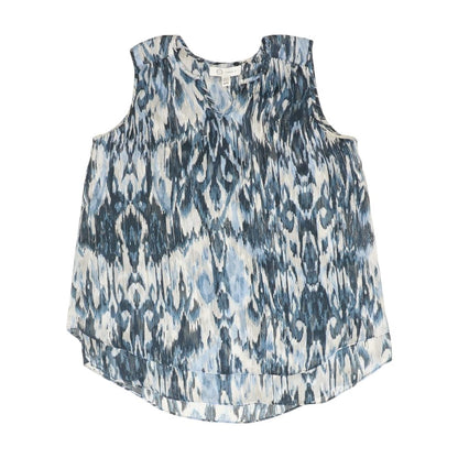 Blue Graphic Sleeveless Blouse