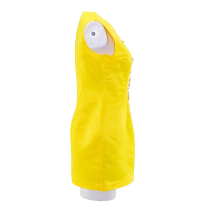 Yellow Solid Mini Dress