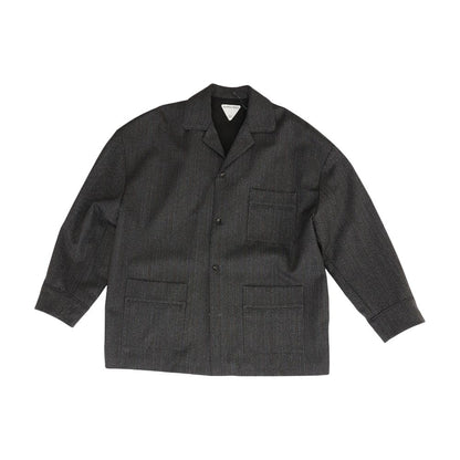 Gray Striped Wool Chevron Sport Coat