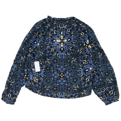 Navy Graphic Long Sleeve Blouse