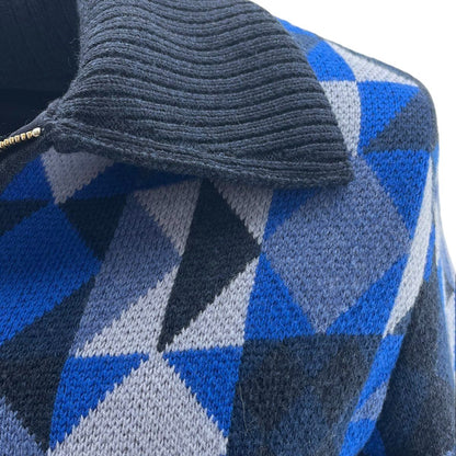 Blue Patchwork Bomber Jacket