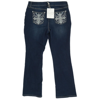 Blue Solid Mid Rise Bell Bottom Jeans