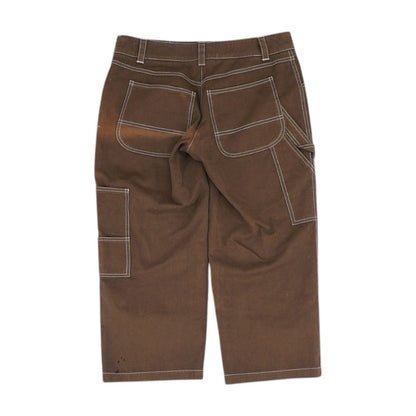 Brown Solid Capri Pants