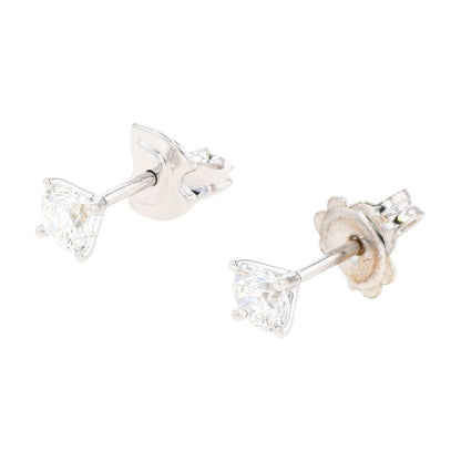 .75 Ct 18K White Gold Four Prong Martini Set Round Diamond Stud Earrings