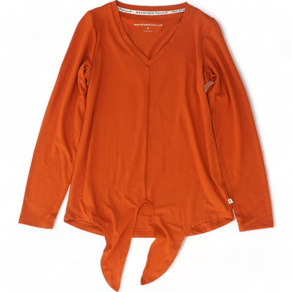 Orange Solid Long Sleeve Blouse