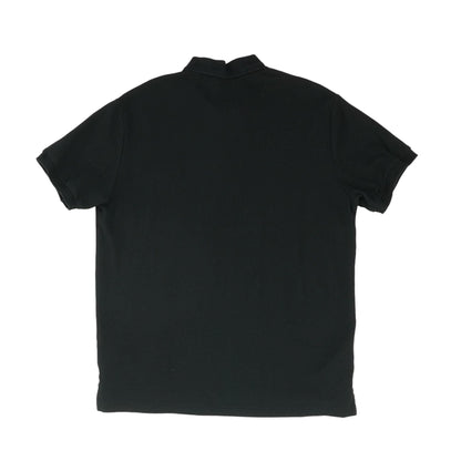 Black Solid Monogram Motif Short Sleeve Polo