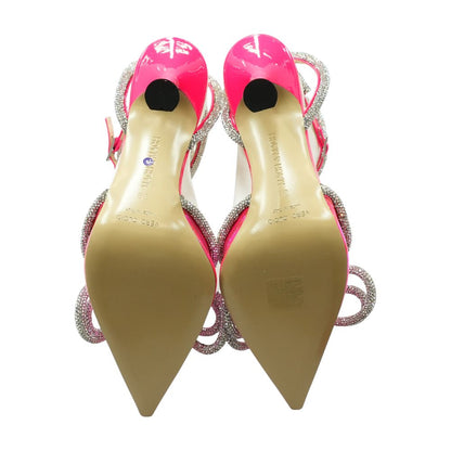 Pink Double Bow Fluorescent Pink Pump Heels