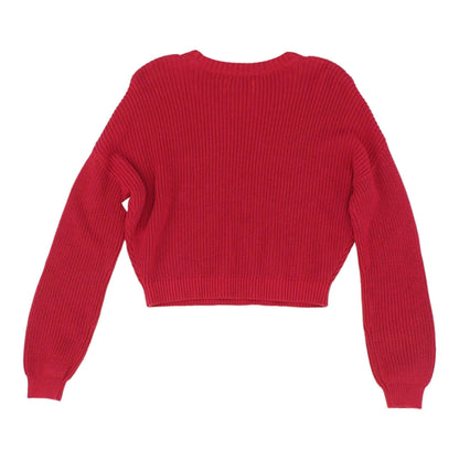 Red Solid Crewneck Sweater