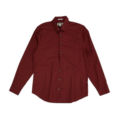Maroon Solid Long Sleeve Button Down