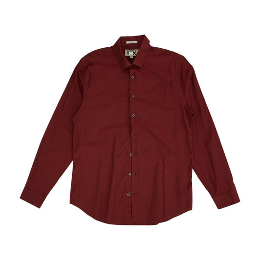 Maroon Solid Long Sleeve Button Down