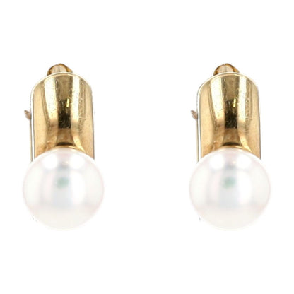 14K Gold Cultured Akoya Pearl Hoop Earrings