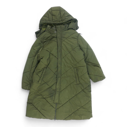Green Solid Puffer Coat