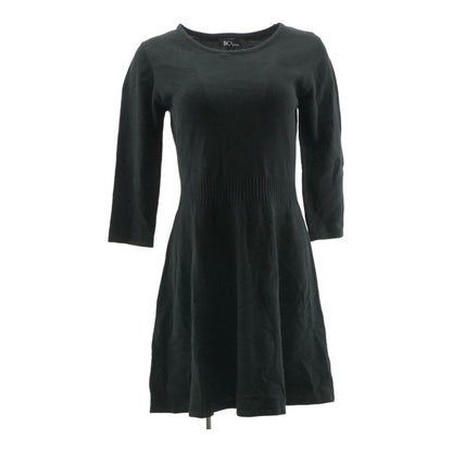 Black Solid Midi Dress w/Scarf