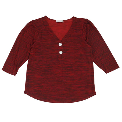 Red Solid 3/4 Sleeve Blouse
