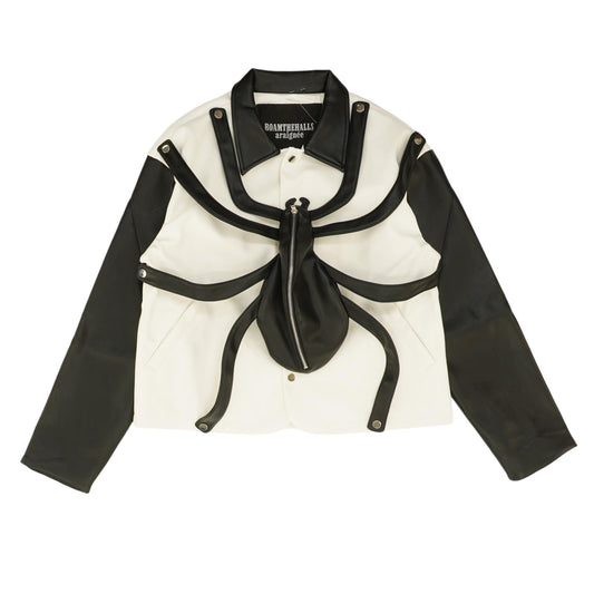 White The Spider Faux Leather Jacket