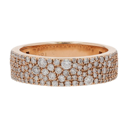 .75 Ct 14K Rose Gold Multi Row Round Diamond Band