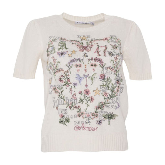 Ivory Amour Embroidered Ss Cashmere Sweater