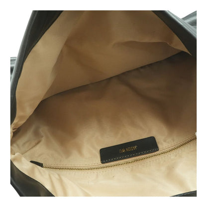 Black Duvet Large Leather Fold Over Clutch