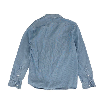 Blue Solid Flannel Button Down