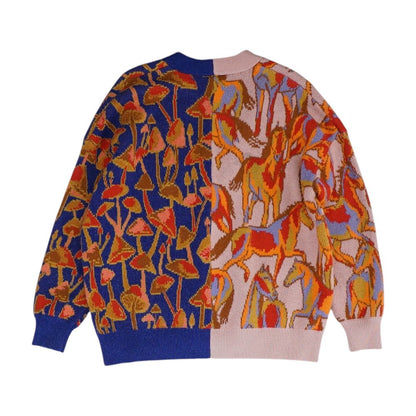 Multi Graphic Cardigan Sweater