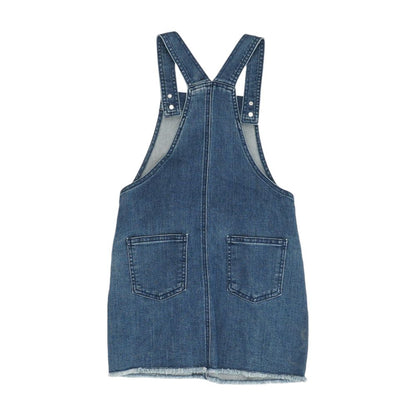 Blue Solid Midi Dress