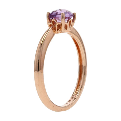 .75 Ct 14K Rose Gold Round Pixel Cut Amethyst Stackable Ring