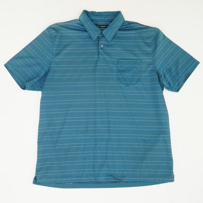 Teal Striped Short Sleeve Polo