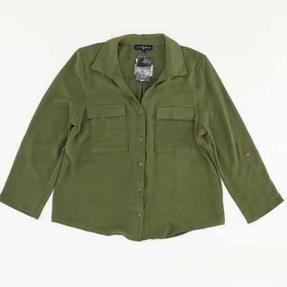 Green Solid Button Down