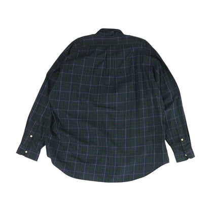 Navy Plaid Long Sleeve Button Down