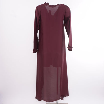 Burgundy Solid Midi Dress