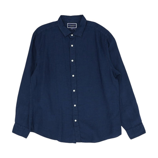 Navy Solid Long Sleeve Button Down