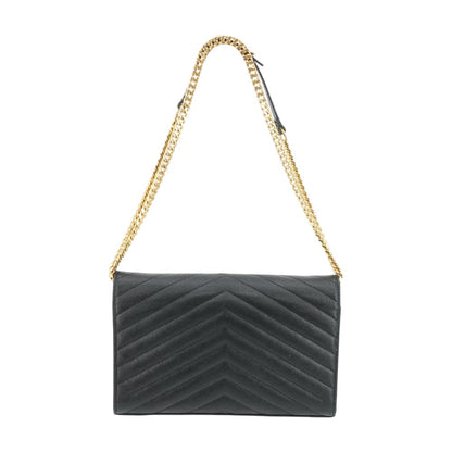 Black Classic Cassandre Chain Wallet in Grain De Poudre Leather