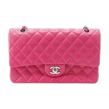Pink Medium Classic Double Flap Quilted Shoulder Bag in Lambskin