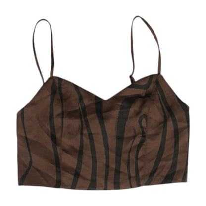 Brown Animal Cropped Blouse